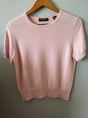 Valerie Stevens 2 ply cashmere light pink short sleeves sweater top
